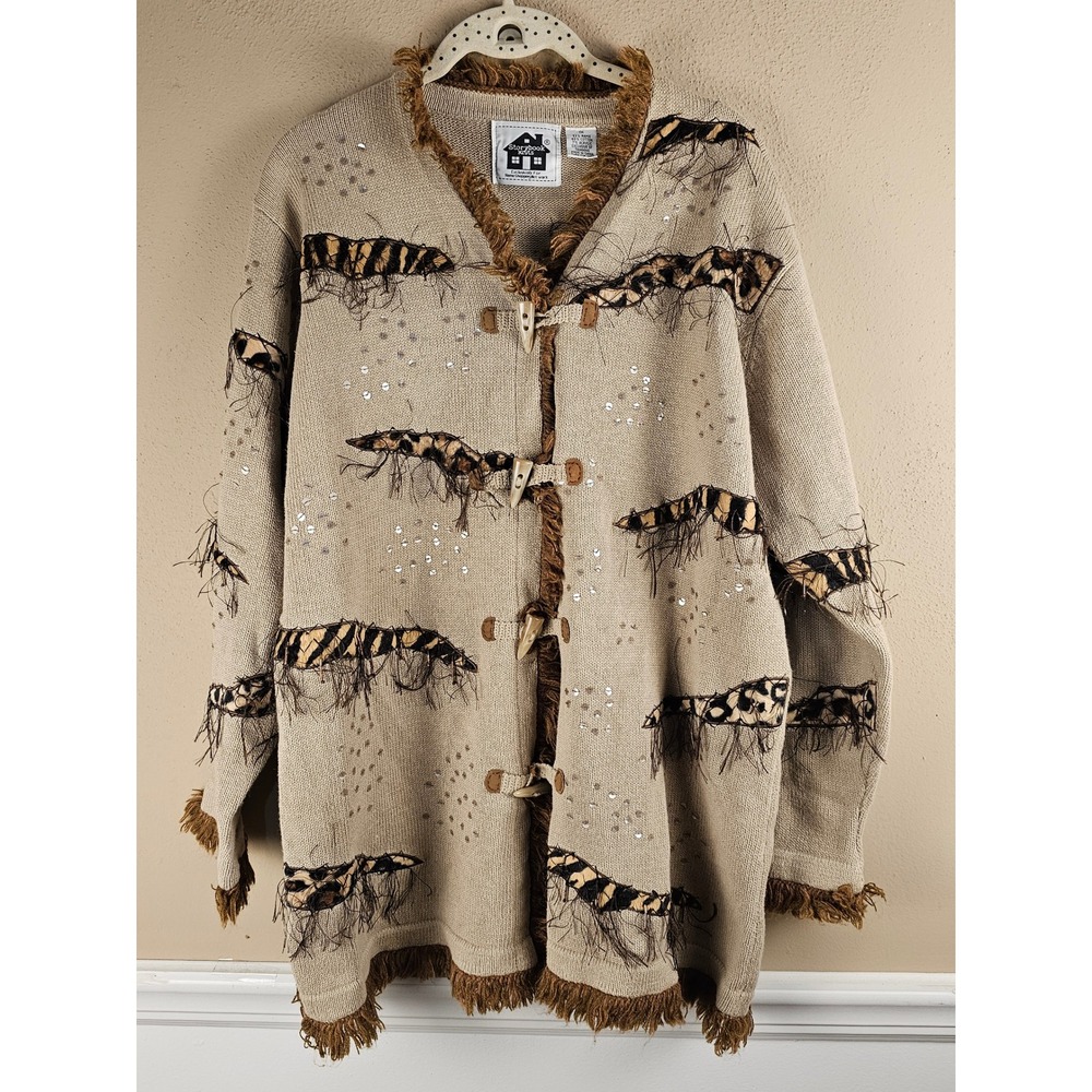 Storybook Knits Womens Animal Electric‎ Cardigan Sweater 1X
